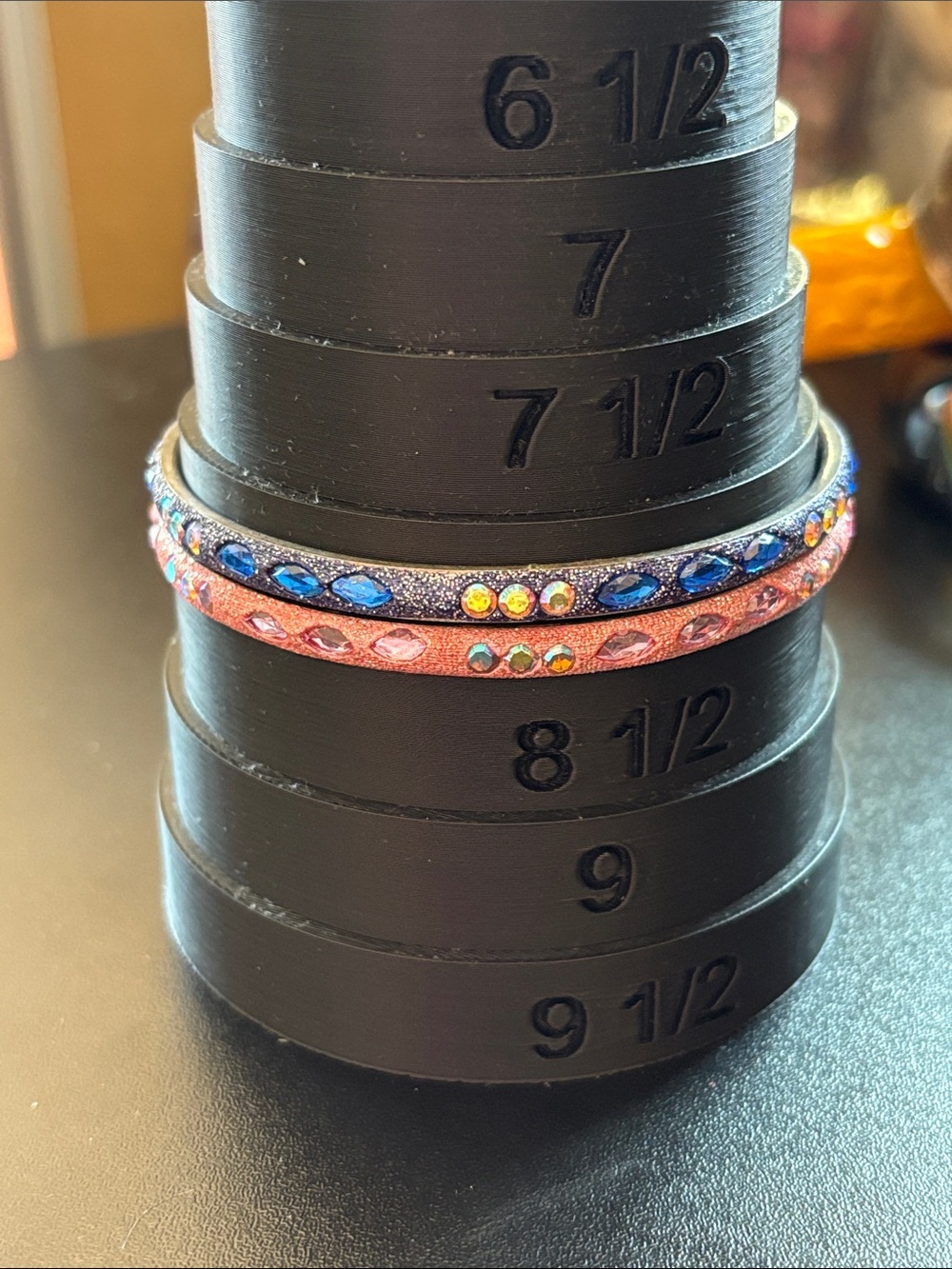 Pink and Blue Bangles with Multicolor Rhinestones